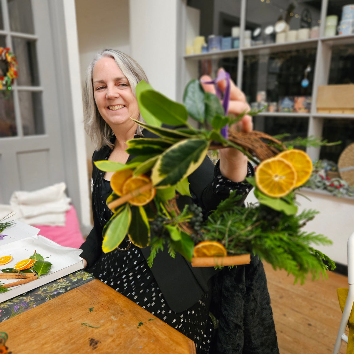 Festive wreaths and scented decorations