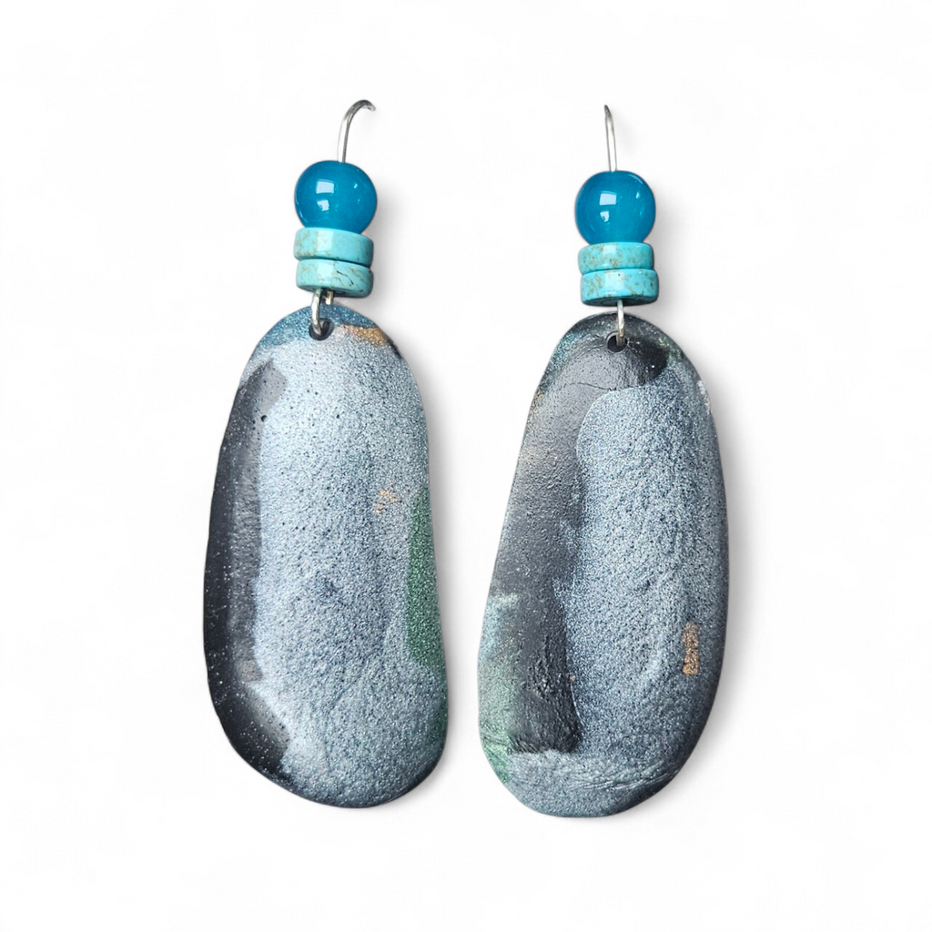 Slate shimmer Pebble form earings