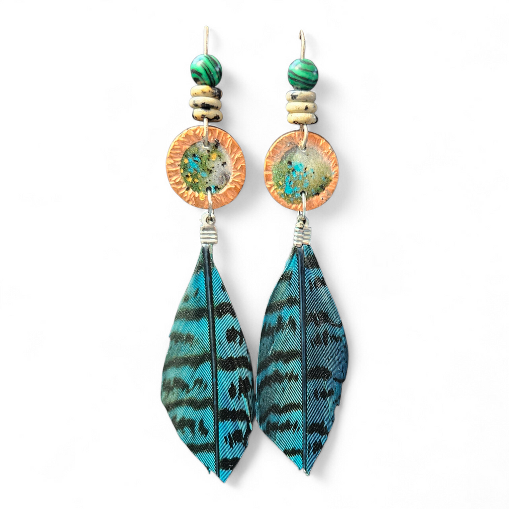 Teal Feather earings