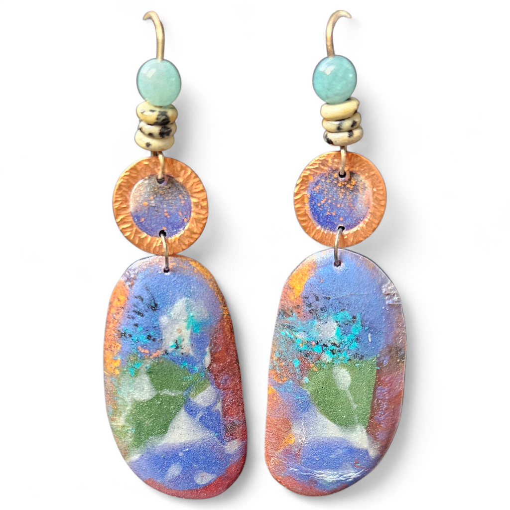 Pebble form dangle earings