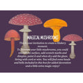 Loergann Studio Magical Mushroom craft kit card featuring colourful illustrated fungi on a deep purple background.