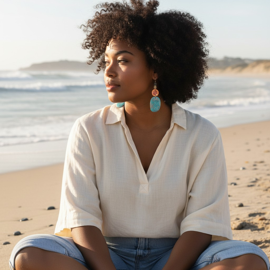 Turquoise Pebble form earings
