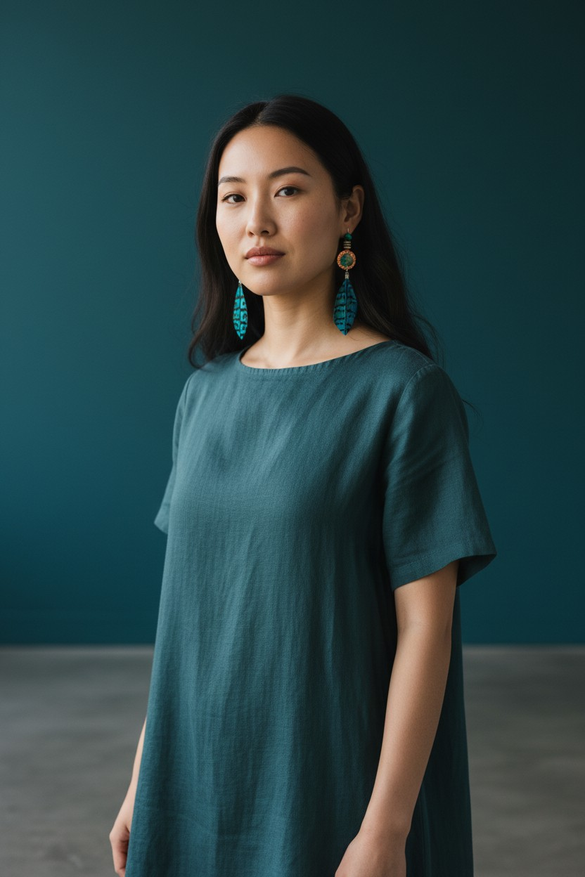 Teal Feather earings