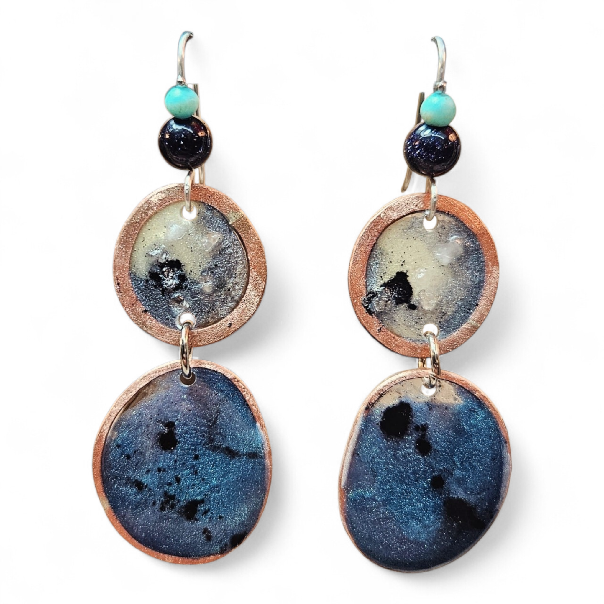 Copper hoop double drop dangle