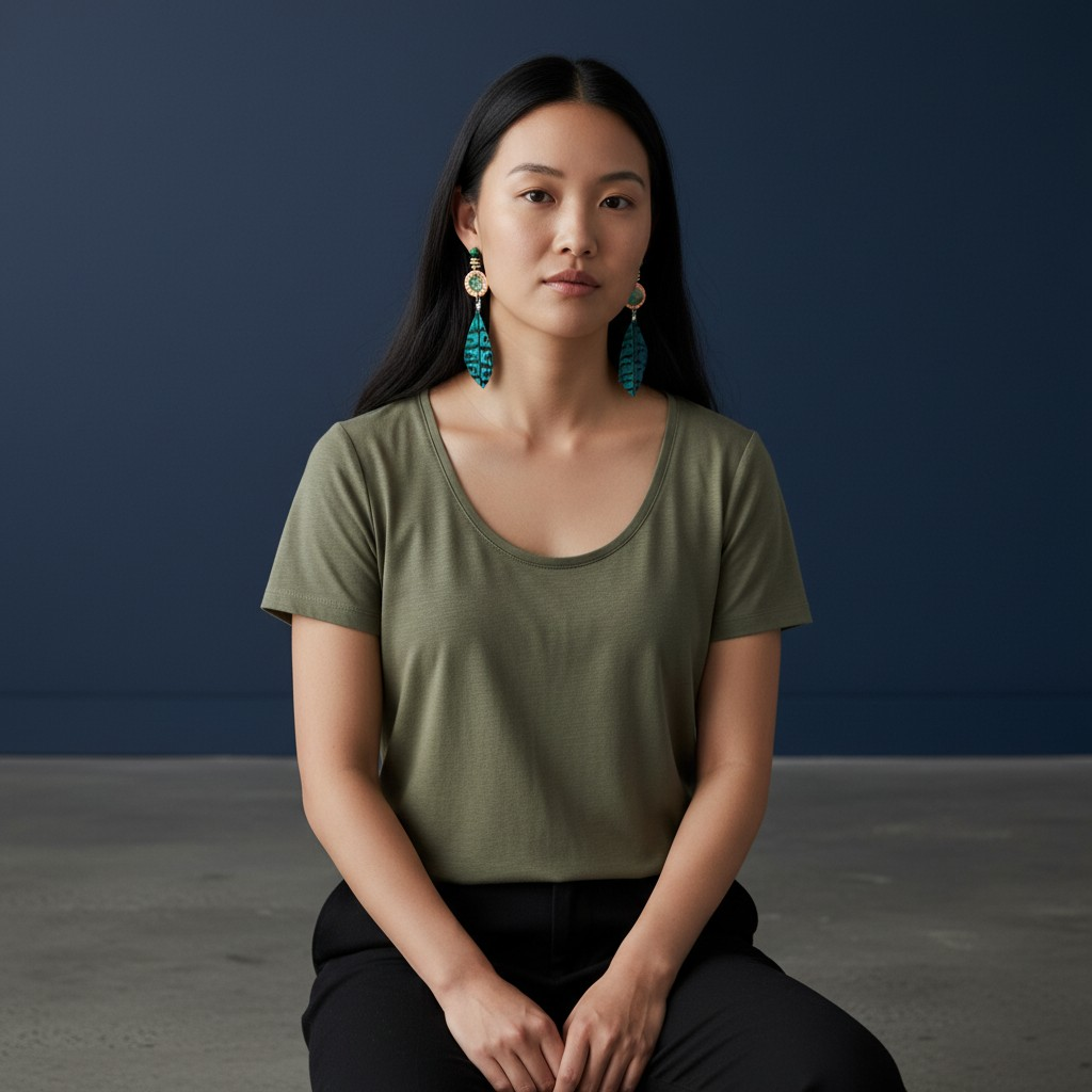 Teal Feather earings
