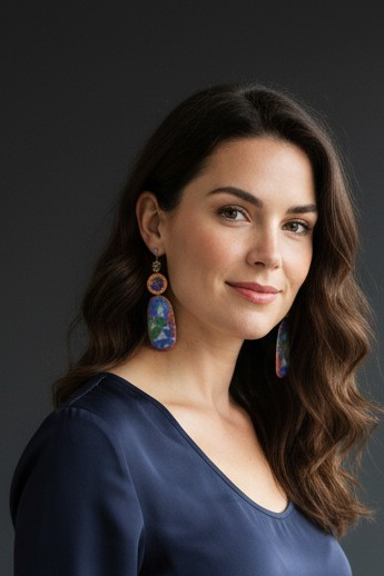 Pebble form dangle earings