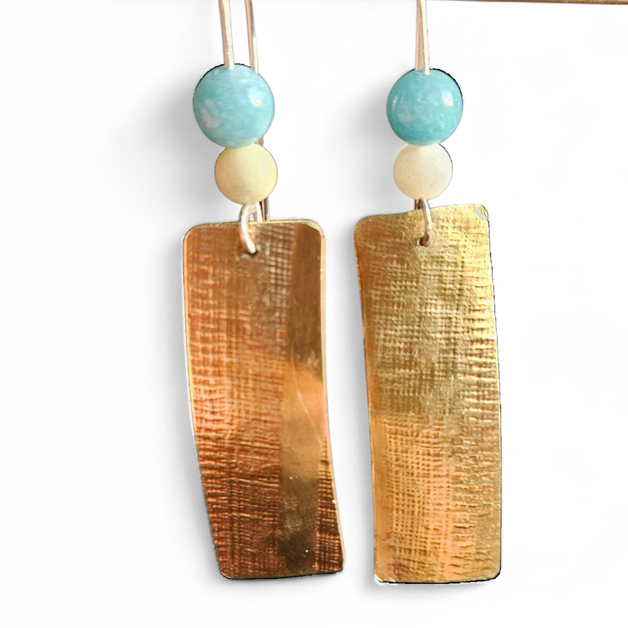 Textured copper drop earing