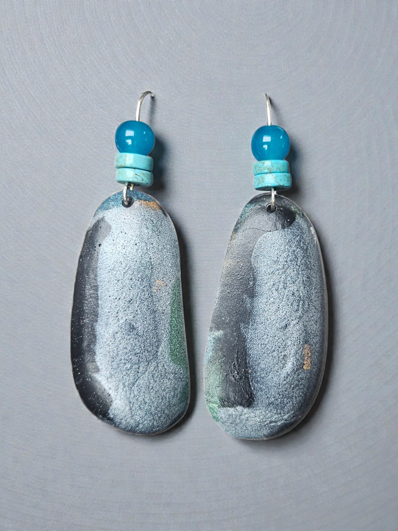 Slate shimmer Pebble form earings