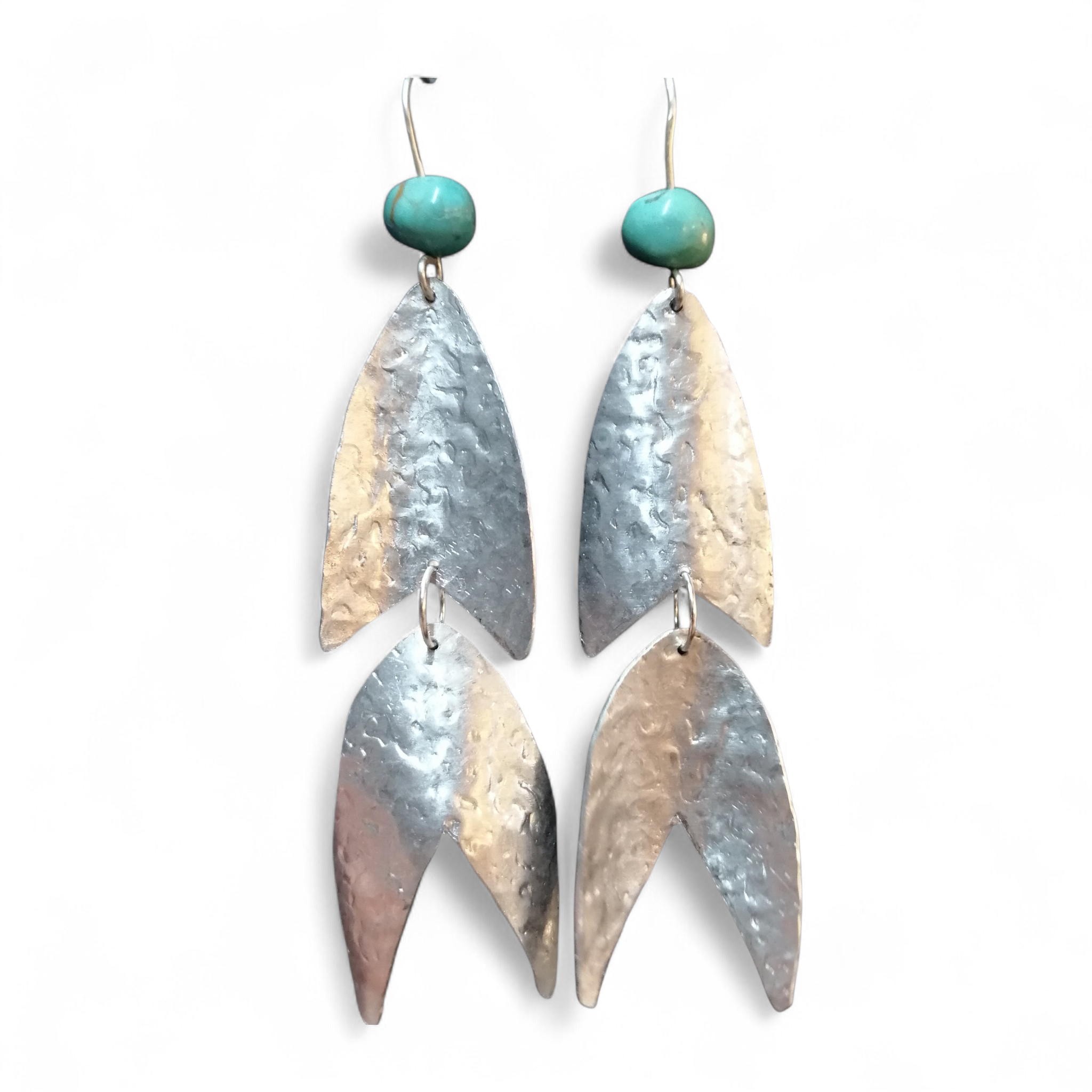 Double drop textured metal earings