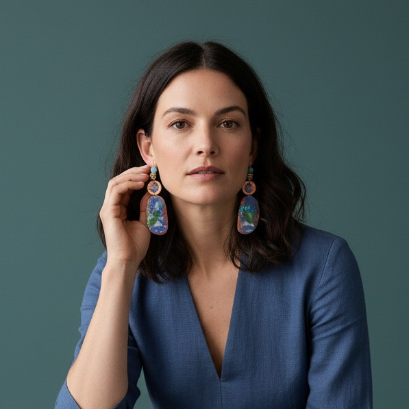 Pebble form dangle earings